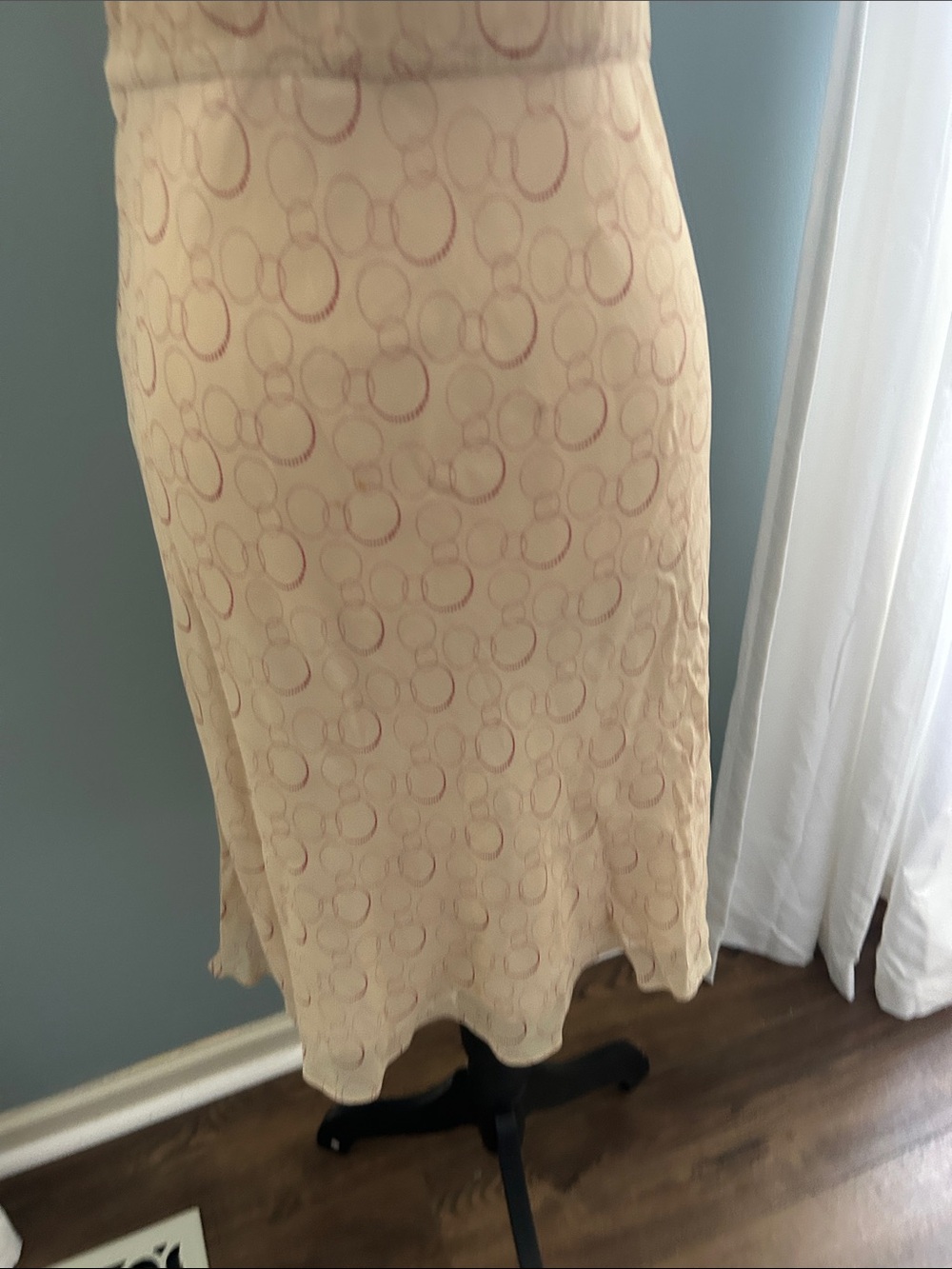 Ann Taylor Beige Midi Dress with Subtle Circular Print - Picture 7 of 8